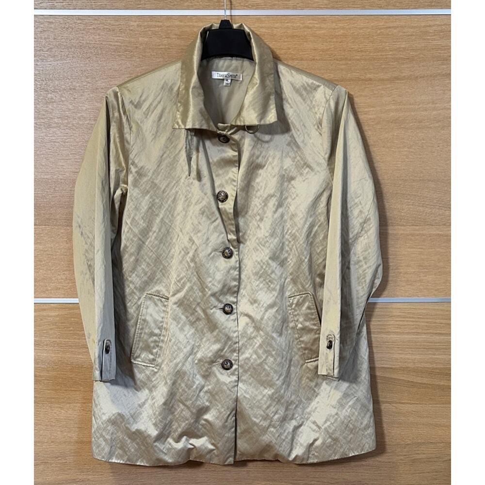 TravelSmith women Sz XL Collared fully lined golden Raincoat Windbreaker Jacket